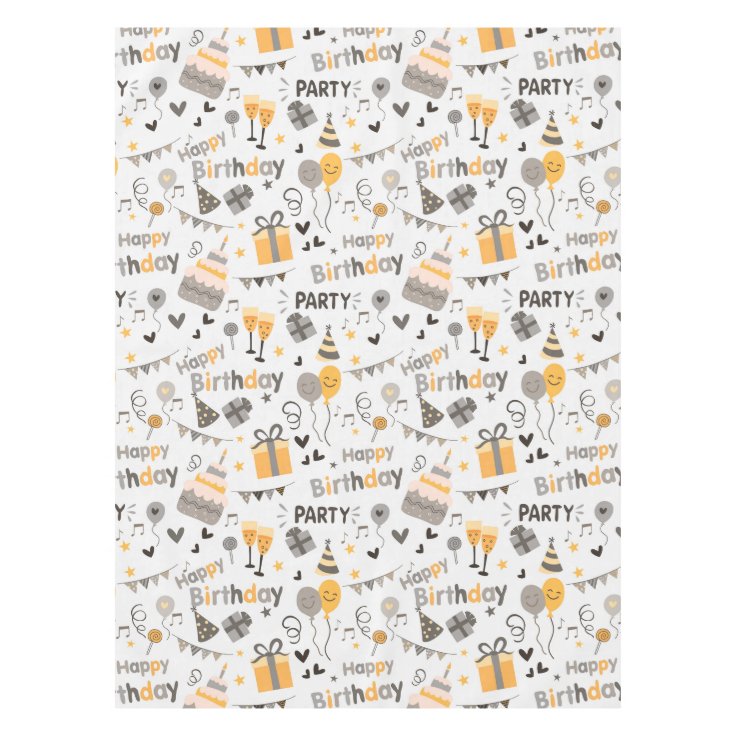 Happy Birthday Cake Print Tablecloth | Zazzle