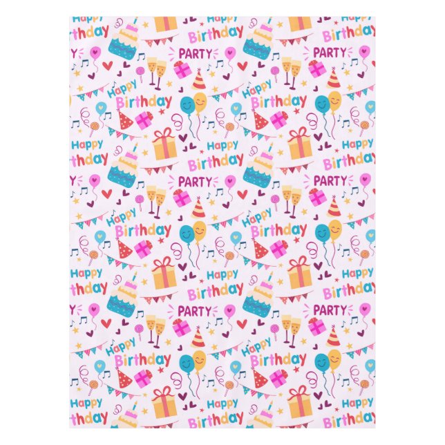 Happy birthday cake print tablecloth (Front)