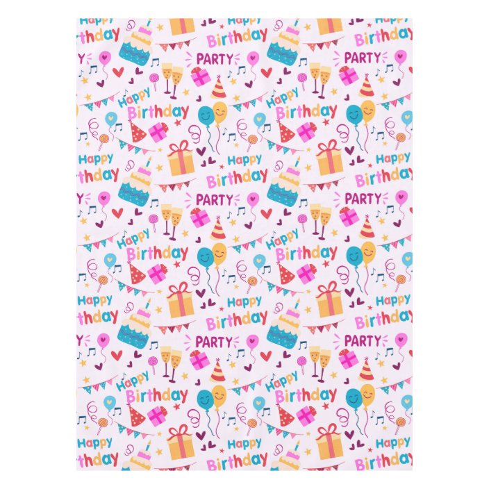 Happy Birthday Cake Print Tablecloth | Zazzle.com