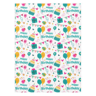 Happy birthday cake print tablecloth
