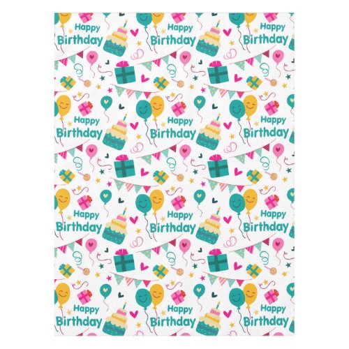 Happy birthday cake print tablecloth