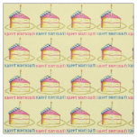 Happy Birthday! Cake Slice Candle Pink Yellow Bday Fabric