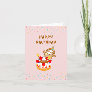 Happy Birthday Cake Sloth Card