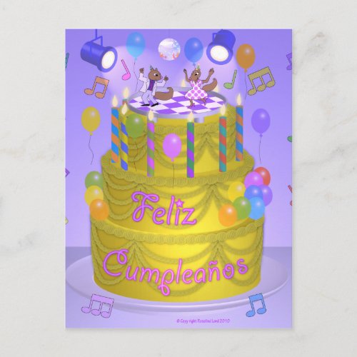 Happy Birthday cake Spanish Postcard