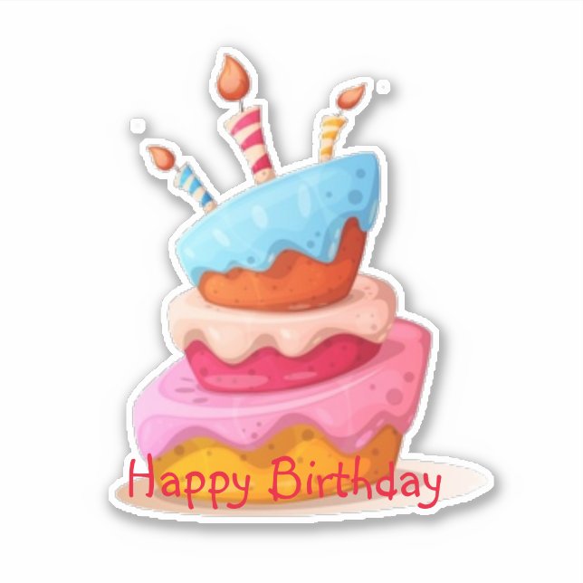 Happy Birthday cake Sticker (Front)