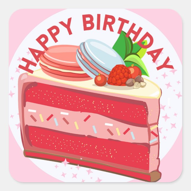 Happy Birthday Cake Sticker (Front)