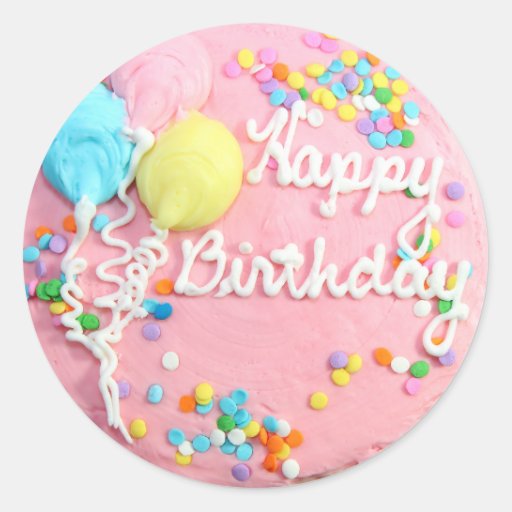 Happy Birthday Cake Round Sticker