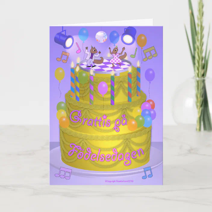 Happy Birthday Cake Swedish Card Zazzle Com