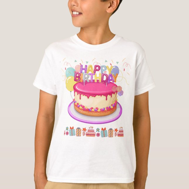 Happy Birthday Cake T-Shirt (Front)