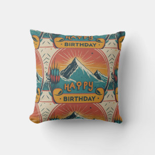 Happy Birthday Cake Throw Pillow
