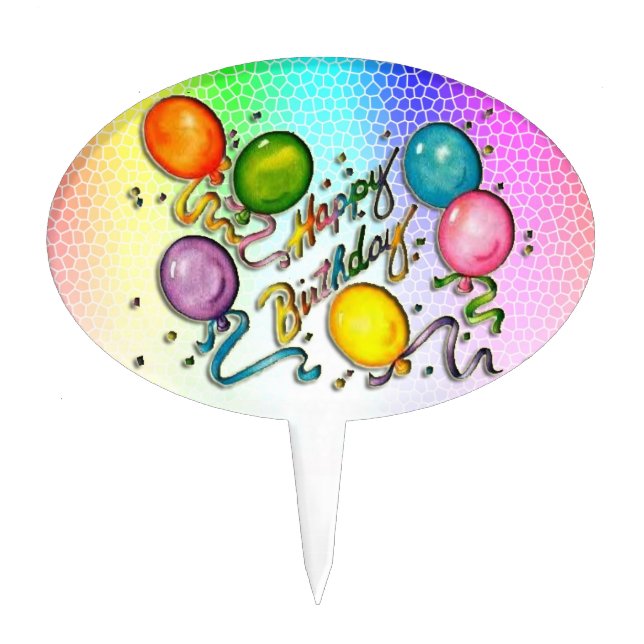 Happy Birthday Cake Topper (Front)