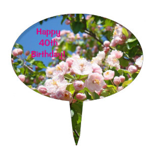 Happy Birthday cake toppers Add Age Pink Blossoms