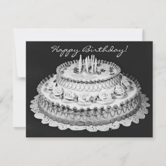 Happy Birthday Cake Vintage Photography Postcard