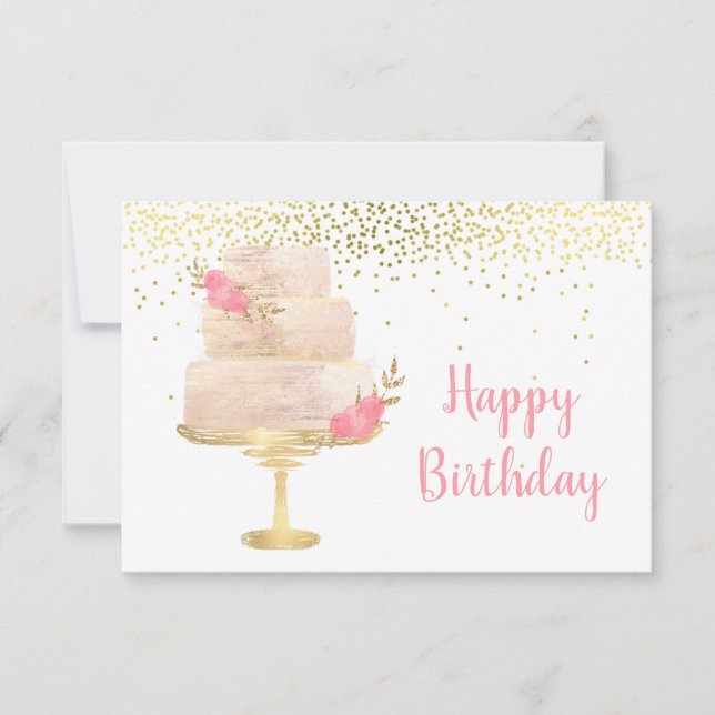 Happy Birthday Cake Watercolor Card (Front)