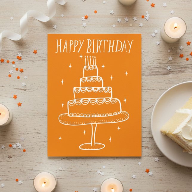 Happy Birthday Cake Whimsical Sketch Doodle  Postcard (Happy Birthday Cake Whimsical Sketch Doodle Postcard
)