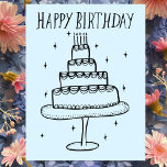 Happy Birthday Cake Whimsical Sketch Doodle  Postcard<br><div class="desc">Sweet drawing of a cute cake to wish someone a happy birthday! Click "edit using design tool" to adjust the fonts, colors and placements. You can change the background color too or check my shop for more color options. Customize with your own text. Check my shop for more or let...</div>