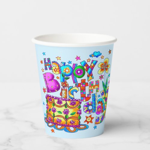 Happy Birthday Cake white mug Paper Cups