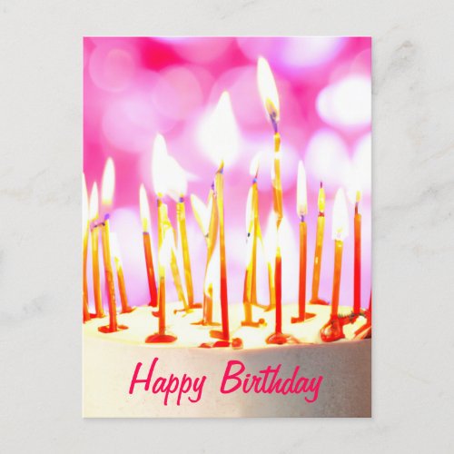 Happy Birthday cake with burning candles Karte Postcard