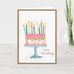 Happy Birthday, cake with candles Card