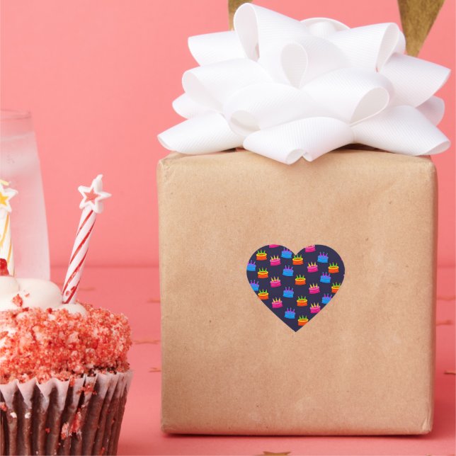 Happy Birthday, Cake with Candles, Heart Sticker (Party)