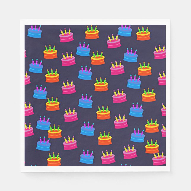 Happy Birthday, Cake with Candles, Napkins (Front)