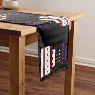Happy Birthday Cake with Candles Short Table Runner