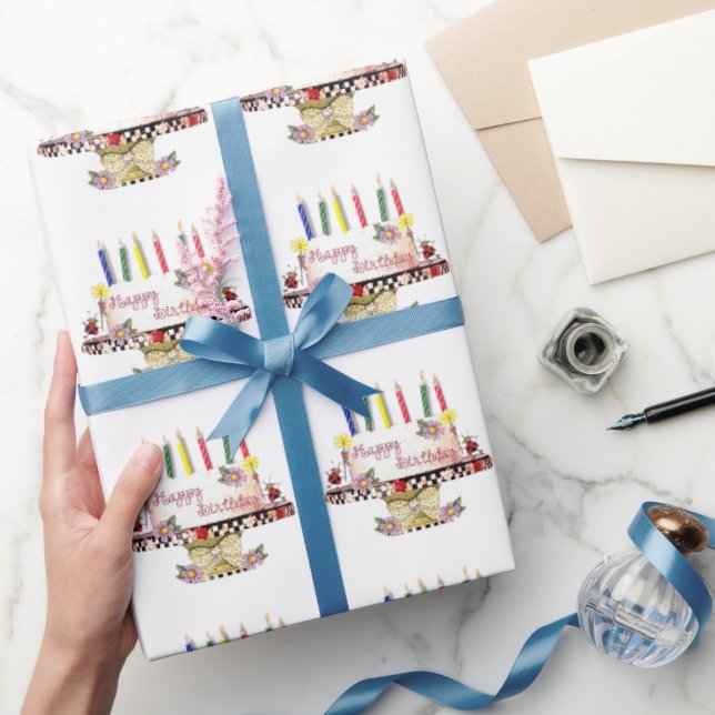 Happy Birthday Cake Wrapping Paper (Gifting)