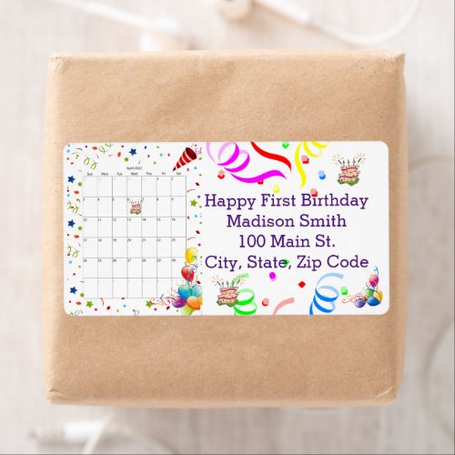 Happy Birthday Calendar April 2022 Address Label