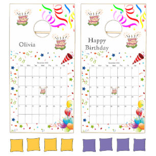 Happy Birthday Calendar December 2022 Cornhole Set