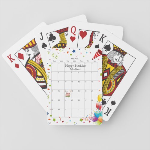 Happy Birthday Calendar May 2022 Playing Cards 