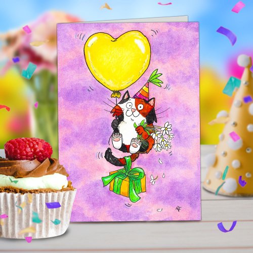 Happy Birthday Calico Cat Greeting Card