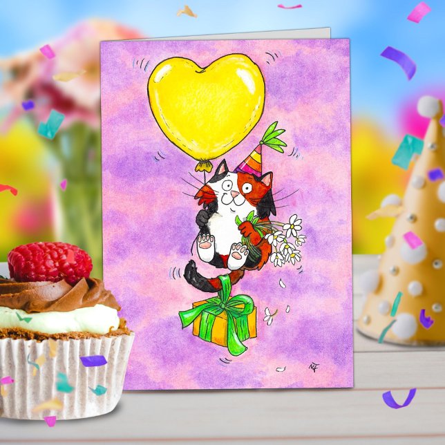 Happy Birthday Calico Cat Greeting Card (Creator Uploaded)