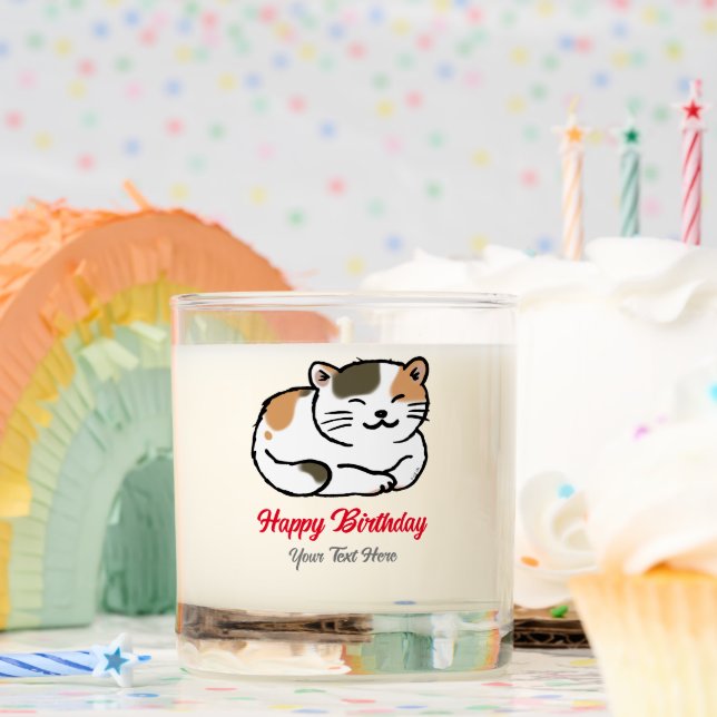 Happy Birthday (calico cat) name Scented Candle (Birthday)