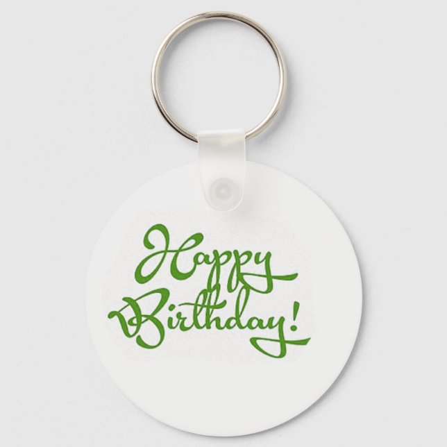 happy birthday calligraphy design keychain (Front)