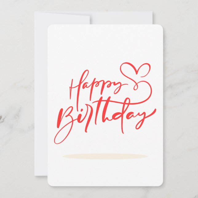 Happy Birthday Calligraphy with Heart Design Invitation (Front)