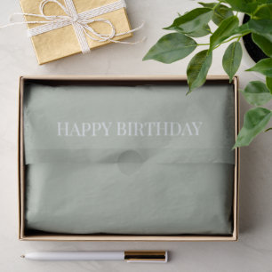 'Happy Birthday' Calming Muted Sage Green Fresh  Tissue Paper