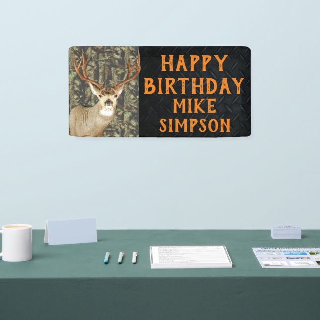 Happy Birthday Camouflage Deer Hunting Men's Banner (Tradeshow)