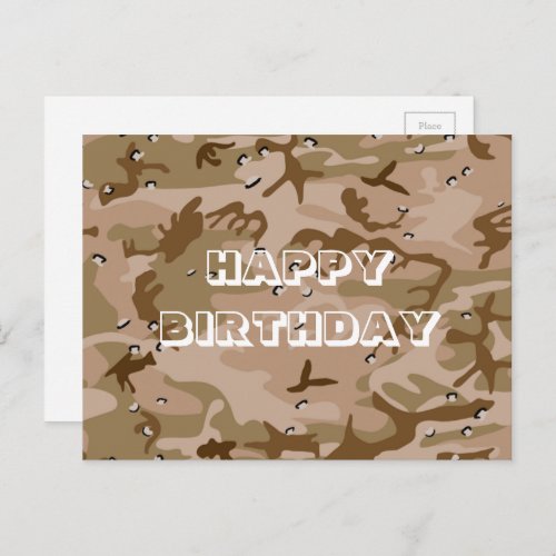 Happy Birthday Camouflage Desert Brown Abstract Postcard