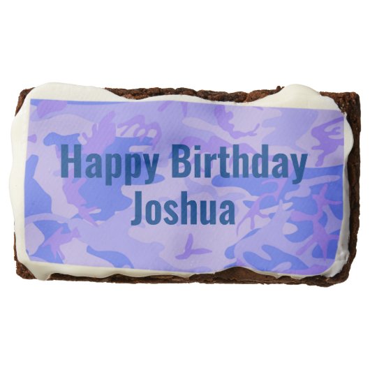 Happy Birthday Camouflage Pastel Blue Abstract Brownie (Front)