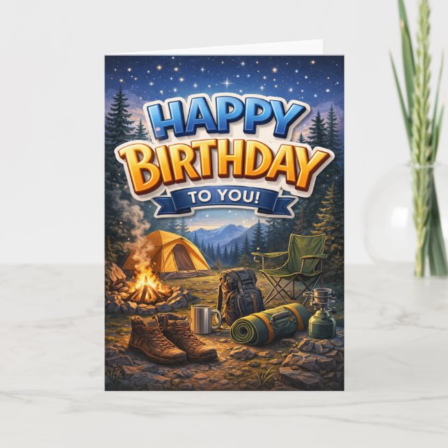 Happy Birthday - camping Card (Front)