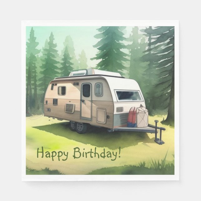 Happy Birthday Camping Napkins (Front)