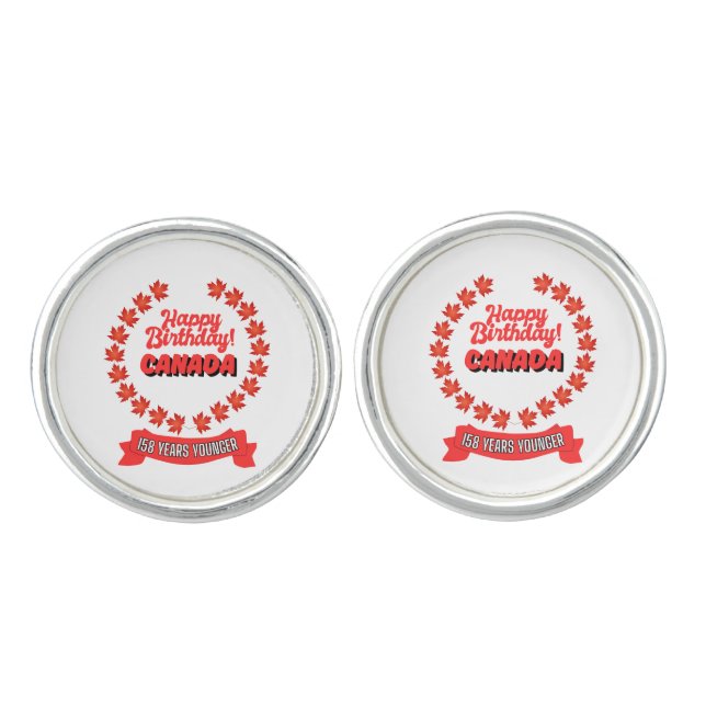 Happy Birthday Canada - 158 years younger Cufflinks (Front)