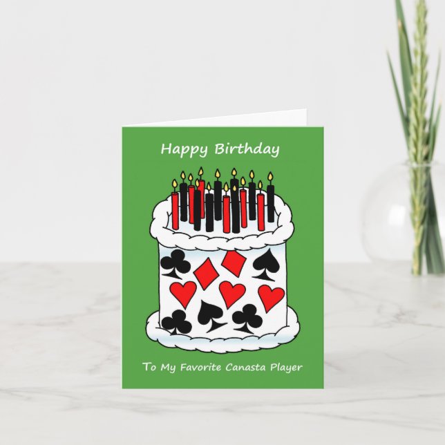 Happy Birthday Canasta Player Card (Front)