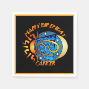 Happy Birthday Cancer Zodiac Birth Sign Napkins
