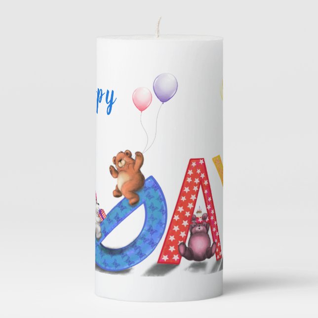 Happy Birthday Candle with Baby Bears Party (Front)