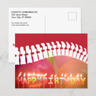 Happy Birthday Candles and Spine Chiropractic Postcard