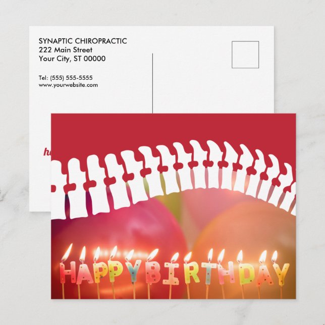 Happy Birthday Candles and Spine Chiropractic Postcard (Front/Back)