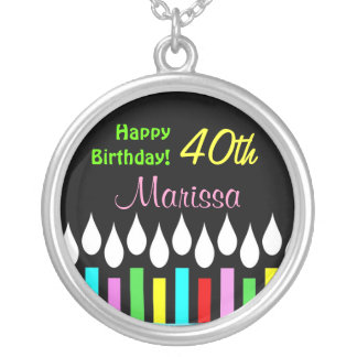 Happy Birthday Candles - Ladies Round Pendant