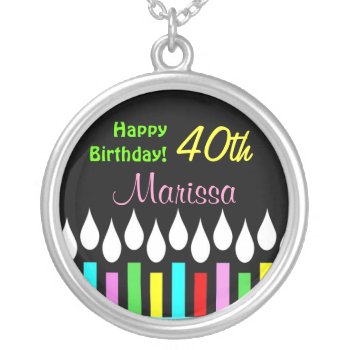 Happy Birthday Candles - Ladies Round Pendant by SquirrelHugger at Zazzle