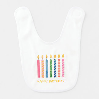 Happy Birthday Candles Modern Baby Colorful Baby Bib